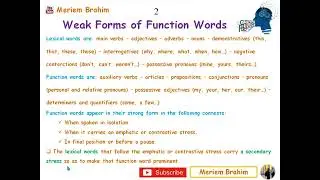 Weak Forms of Funtion Words