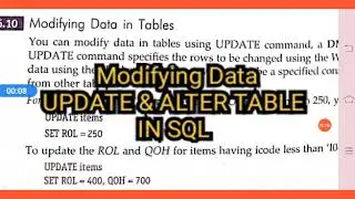 Modifying Data UPDATE & ALTER TABLE  IN SQL