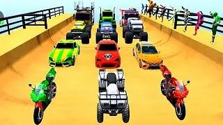 GTA V Spiderman Mega Ramp / Crazy Cars , Motorcycle , Track By Trevol Jump Challenge / Its bm47