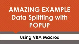 Excel split data into multiple sheets | Data Splitting with popup | Split master sheet in many sheet