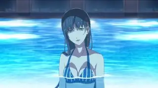 Sexy girl underwater in pool anime
