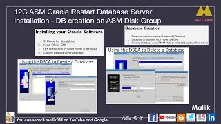 12C ASM Oracle Restart Database Server Installation - DB creation on ASM Disk Group