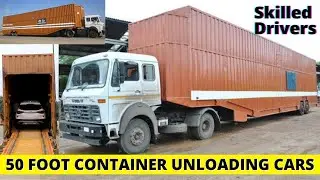 50 FOOT TRUCK UNLOADING CARS | Truck Walk Around Skilled Drivers | kia Sonet 2020 | thar 2020