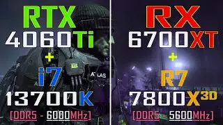 RTX 4060Ti  + INTEL i7 13700K vs RX 6700XT + RYZEN 7 7800X3D || PC GAMES TEST ||