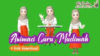 Animasi Guru Mengajar Muslimah Green Screen 