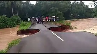 Kerala road cave in as flood water rushes in