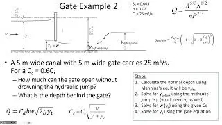 Underflow gate with a hydraulic jump, Gradually Varying Flow - CE 331, Class 35 (7 Apr 2023)