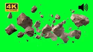 Efecto especial de derrumbamiento de piedras cayendo al suelo 4k chroma key green screen con sonido