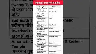 भारत के प्रमुख मंदिर | famous temple in India | Bharat Ke Pramukh Mandir | Gk trick #shorts