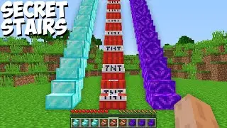 Where does lead TALLEST SECRET STAIRS in Minecraft ? DIAMIND or TNT or PORTAL STAIRS !