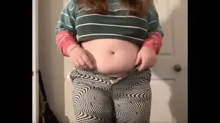 Trying on tight shorts belly fat