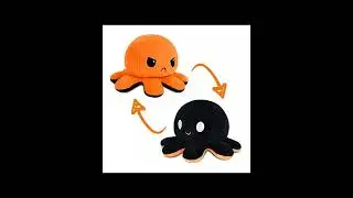TeeTurtle - The Original Reversible Octopus Plushie - Black + Orange - Cute