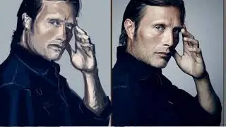 Actor Mads Mikkelsen-рисуем актера Мадс Миккельсен