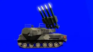 9k317 (SA-17) missile launcher fire 1, green screen (blue screen).