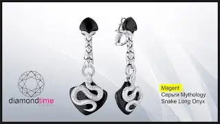 Серьги Magerit Mythology Snake Long Onyx белое золото с бриллиантами в ломбарде!