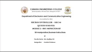 VTU|MC|18EC46|M2 Instruction set|L5 Bit manipulation instructions