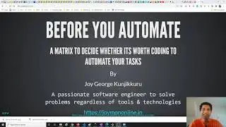 Before you automate - Matrix to understand Return on Investment on your task automation