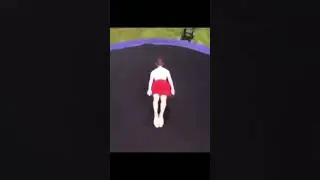 Guy on trampoline gets balls slapped with a water balloon ￼