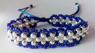 Como hacer pulseras de cuentas enfiladas con rocalla, abalorios, mostacillas, chaquiras ajustable