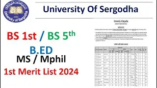 BS 1st, BS 5th, MPhil, 1st Merit List 2024 Sargodha University | UOS 1st Merit Lists 2024