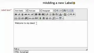 Moodle - Adding a Label