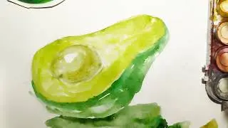 Рисуем авокадо 🥑🥑 акварелью
