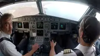 A320 landing on Heraklion LGIR Cockpit view landing rwy 27