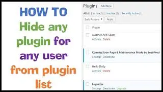 How to hide any WordPress Plugin from Plugin list for any user