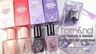 Romand Sanrio My Melody & Kuromi Nail Polish Set Swatches | honeycrunch321