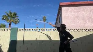 Over the shoulder quickdraw orange cut with a katana in slow motion. Stay safe out there!