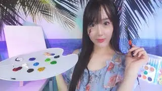 ASMR(Sub✔)Art Class Teacher Role Play at the Beachㅣ Face Painting,Watercolor Painting,Pencil Drawing