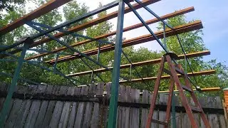 Каркасный гараж на бетонных сваях, бюджет 100т.р / начало часть1