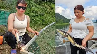 FULL VIDEO: Girl builds a boat and fishes on the lake.