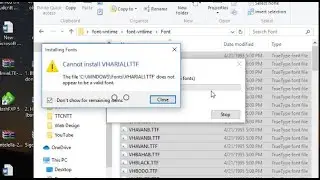 Fix error does not appear to be a valid font windows 10
