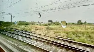 Из окна поезда. Звук поезда. Дождь и стук колёс поезда