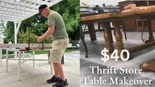 How to make a HUGE 12 foot Outdoor Farm Table - High End Thrift Store Table Makeover