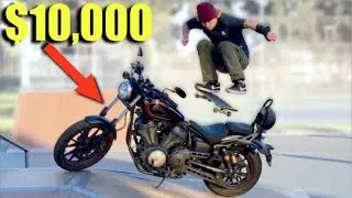 Skate Tricks Over a $10,000 Motorcycle!