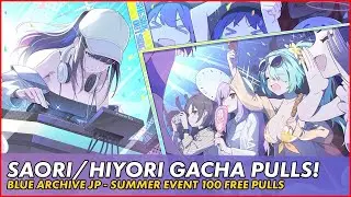 [Blue Archive JP] Saori and Hiyori (Swimsuit) FREE 100 GACHA PULLS! and TRYING OUT BA FAN GAMES!