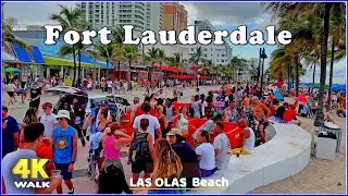 【4K】𝐖𝐀𝐋𝐊 ➜ Fort Lauderdale ☘️ Beach 🇺🇸 USA 🇺🇸  walking tour ! Miami