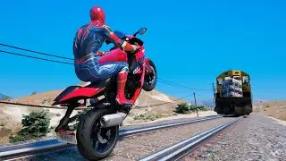 GTA 5 Iron Spiderman Motorcycle Ragdolls/Jump/Fail/Parkour eps.16 (Euphoria Physics)