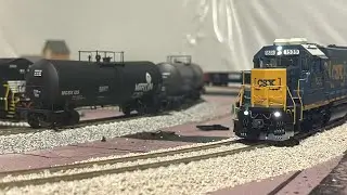Ho Scale CSX Switching picking up tank cars