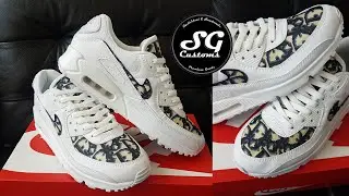 How to customize Nike Air Max 90 shoes with Dior fabric from a real scarf | Custom Sneakers