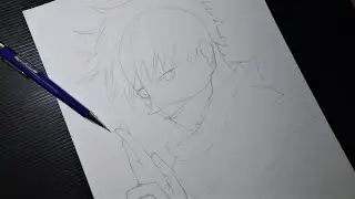 How to sketch Gojo Satoru step by step (JUJUTSU KAISEN) Cara menggambar Gojo Satoru 呪術廻戦