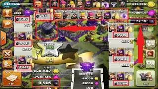 Clash Of Clans Dev ile Büyücü Kara iksir Kasma Taktiği Bütün Binalar 2018