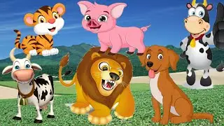 The Fun Of Familiar Animals: cow, horses, elephants, tigers, monkeys,  fish, dig, Lion,..