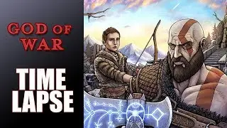 God of War fan art drawing and coloring timelapse