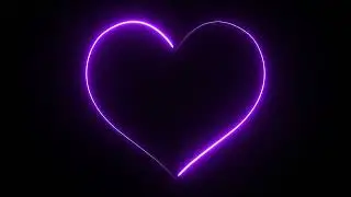 No Copyright Royalty Free Purple Neon Heart Shape Frame Seamless Loop