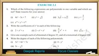 Polynomials Class - 9 Ex-2.1, Q1, Q2, Q3, Q4, Q5 Maths NCERT CBSE Board
