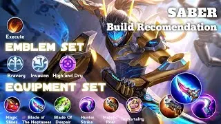 SABER WITH BUILD RECOMENDATION ‼️ BEST BUILD + EMBLEM + TALENT SABER 2021 . MOBILE LEGENDS