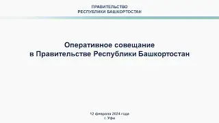 Оперативное совещание в Правительстве Республики Башкортостан: прямая трансляция 12 февраля 2024 г.